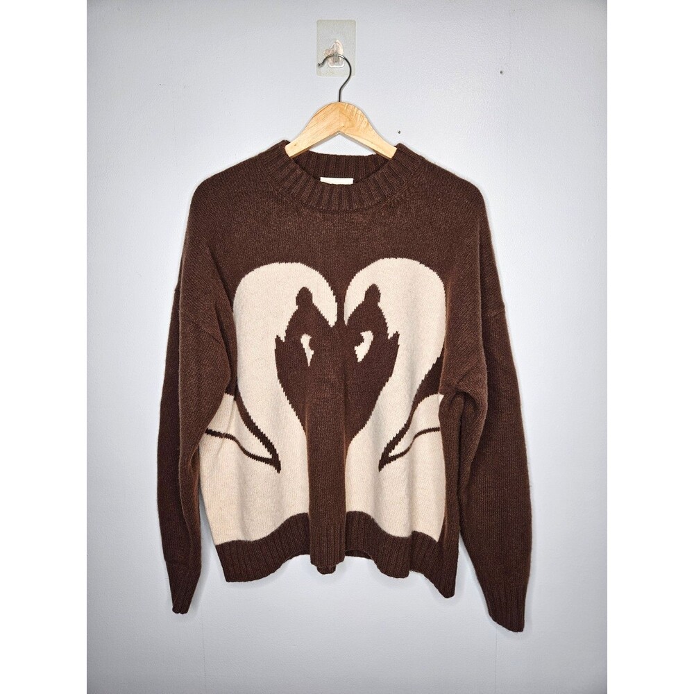 PLEASING Harry Styles Kissing Swans Sweater XL/XXL Brown Crew Neck Wool RARE